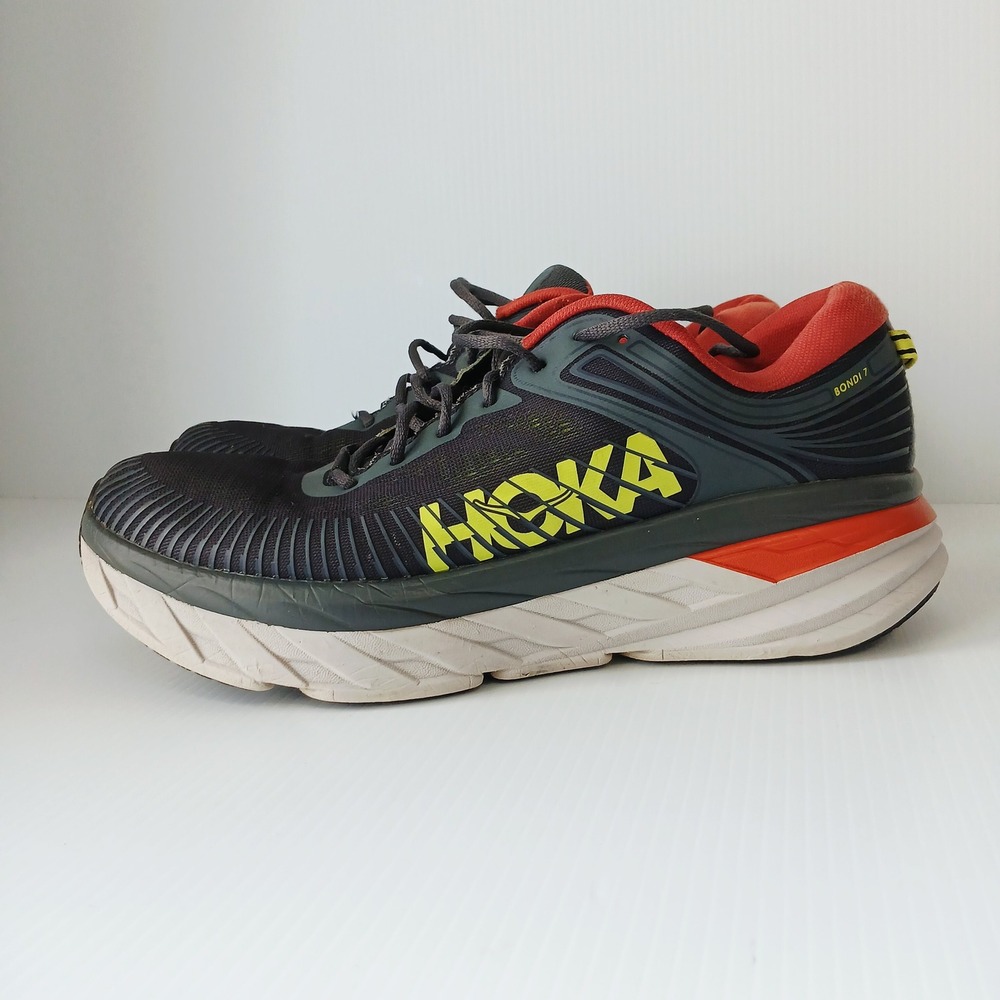 Hoka One One Men's Black with Yellow and Orange Accents Running Shoes